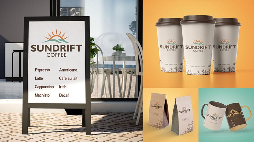 Branding system design with signage, packaging, and print collateral