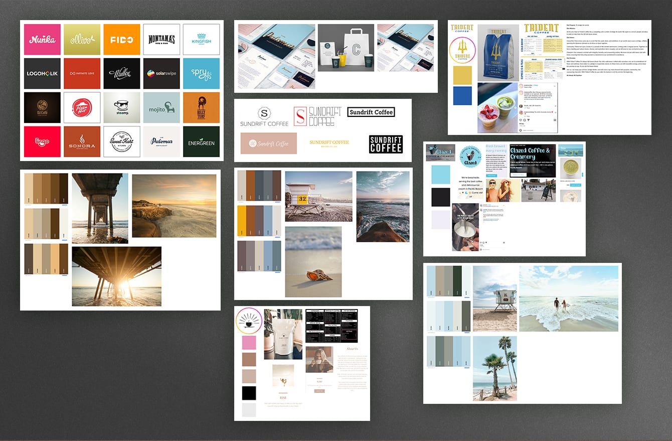 Small business branding package design mood boards
