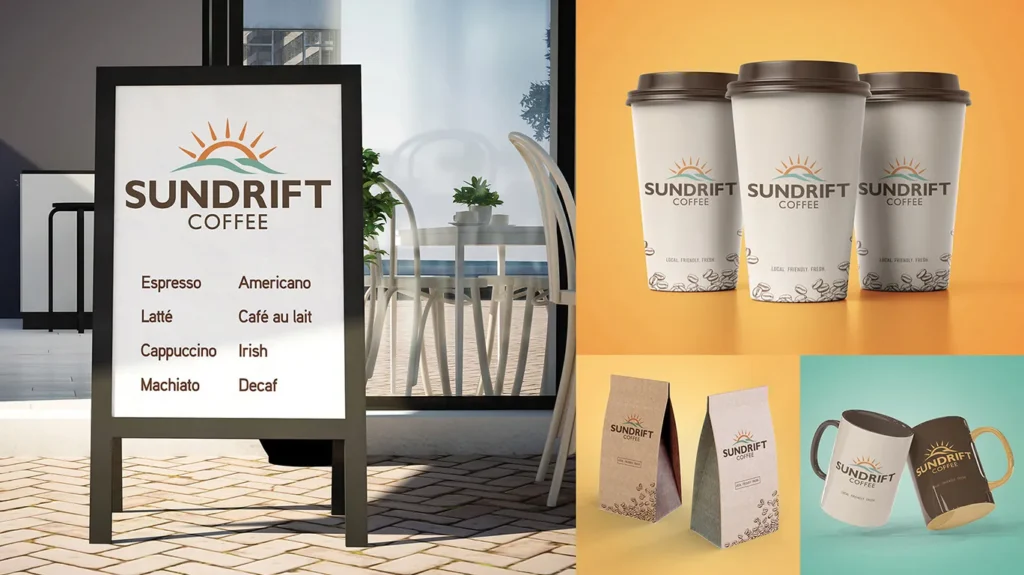 Branding package design for coffee shop.