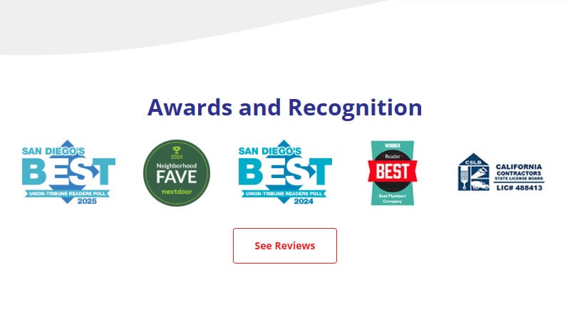 Bill Howe features Awards and Recognition trust badges just before presenting customer reviews.