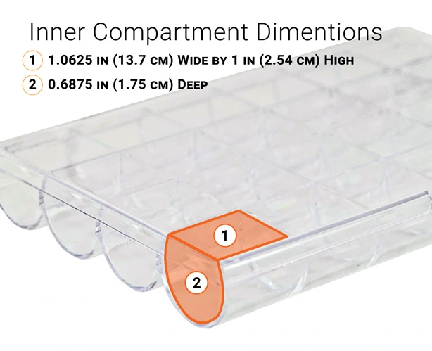 Technical specs product photo of bead organizer for Tidy Hero.