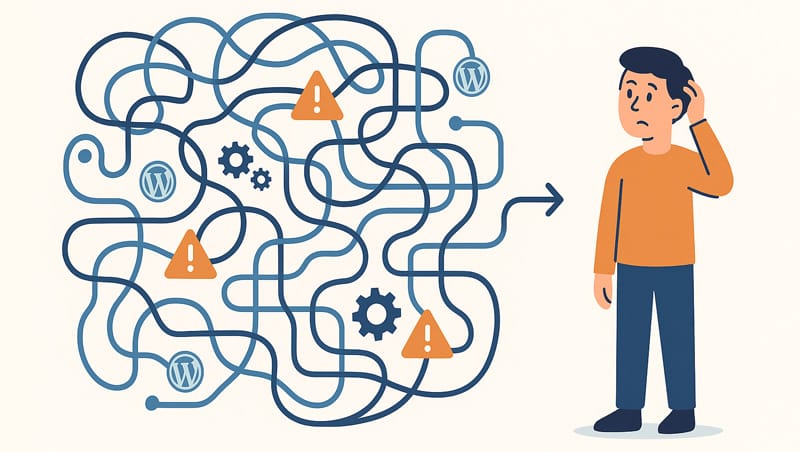 A maze of technical problems that's overwhelming in a slow website.